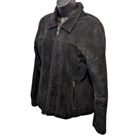 BLACK suede fitted cropped jacket medium - Picture 4 of 6